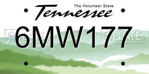 6MW177 Tennessee License Plate
