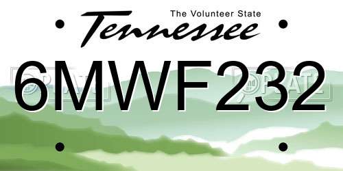 6MWF232 Tennessee License Plate