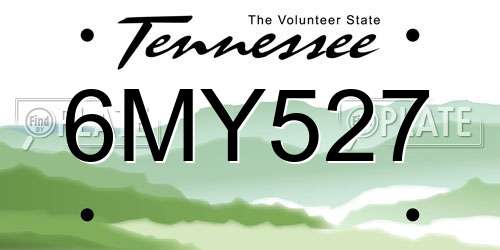 6MY527 Tennessee License Plate