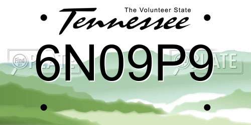 6N09P9 Tennessee License Plate