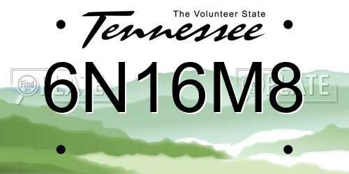 6N16M8 Tennessee License Plate