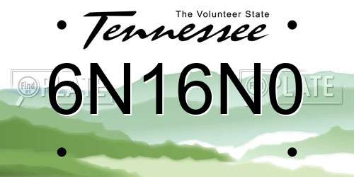 6N16N0 Tennessee License Plate
