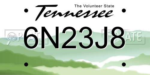 6N23J8 Tennessee License Plate