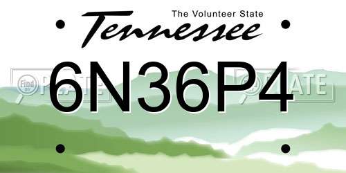 6N36P4 Tennessee License Plate