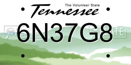 6N37G8 Tennessee License Plate