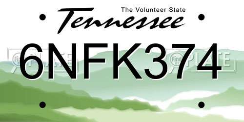 6NFK374 Tennessee License Plate