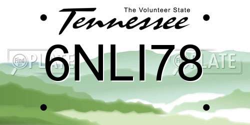 6NLI78 Tennessee License Plate