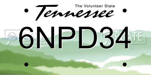 6NPD34 Tennessee License Plate