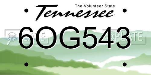 6OG543 Tennessee License Plate