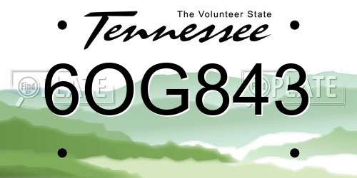 6OG843 Tennessee License Plate