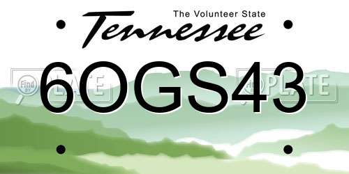 6OGS43 Tennessee License Plate