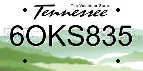 6OKS835 Tennessee License Plate