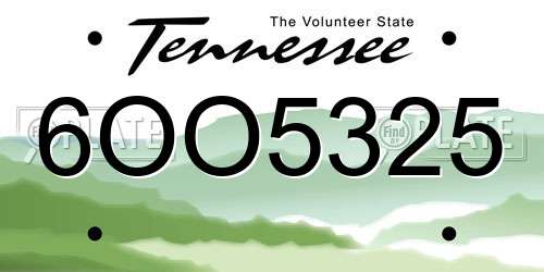 6OO5325 Tennessee License Plate