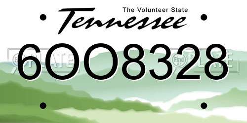 6OO8328 Tennessee License Plate