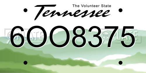 6OO8375 Tennessee License Plate