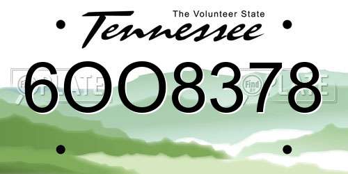 6OO8378 Tennessee License Plate