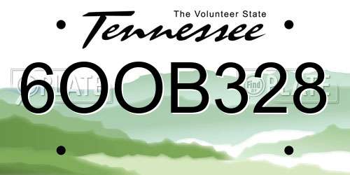 6OOB328 Tennessee License Plate