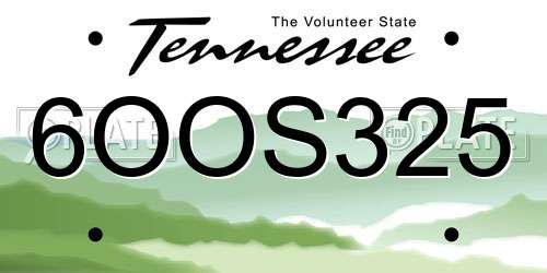 6OOS325 Tennessee License Plate