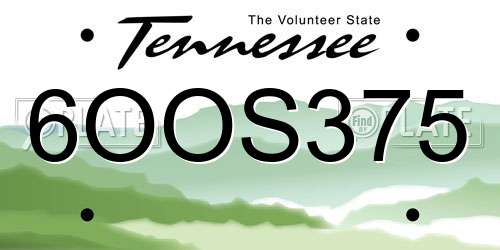 6OOS375 Tennessee License Plate