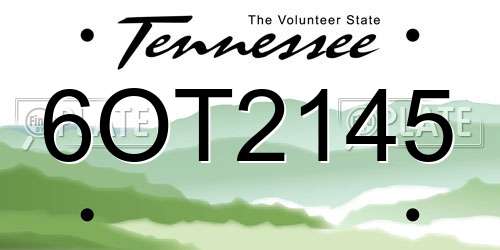 6OT2145 Tennessee License Plate