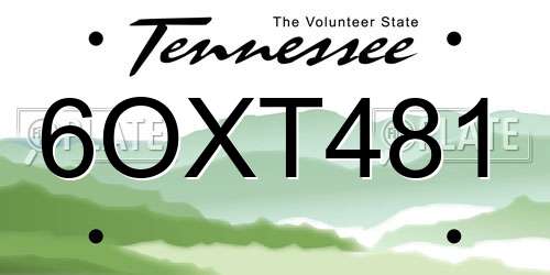 6OXT481 Tennessee License Plate