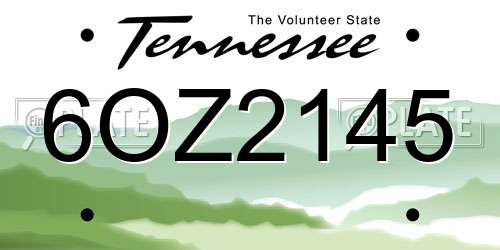 6OZ2145 Tennessee License Plate