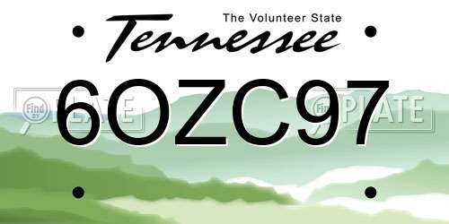 6OZC97 Tennessee License Plate