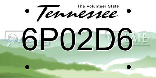 6P02D6 Tennessee License Plate