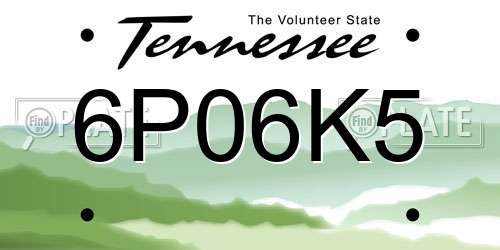 6P06K5 Tennessee License Plate