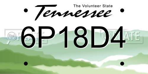 6P18D4 Tennessee License Plate