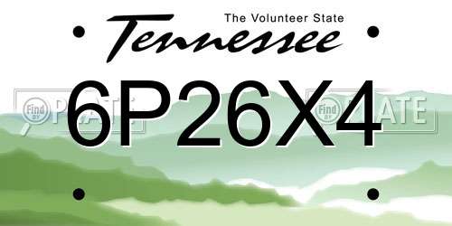 6P26X4 Tennessee License Plate