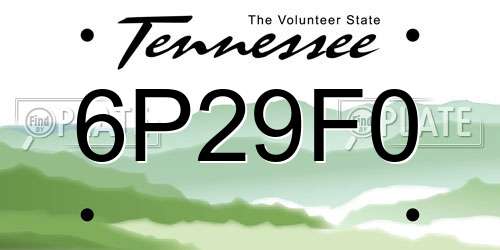 6P29F0 Tennessee License Plate