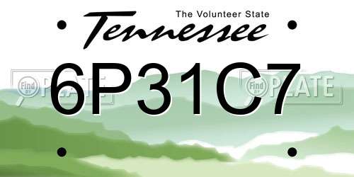 6P31C7 Tennessee License Plate