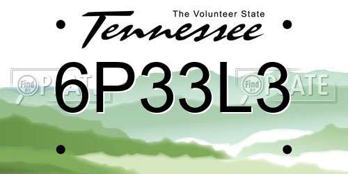 6P33L3 Tennessee License Plate