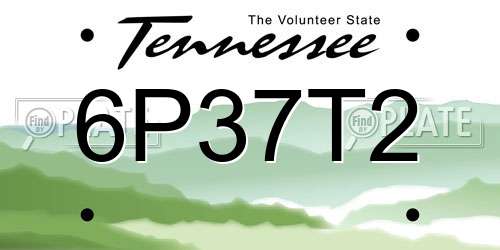 6P37T2 Tennessee License Plate