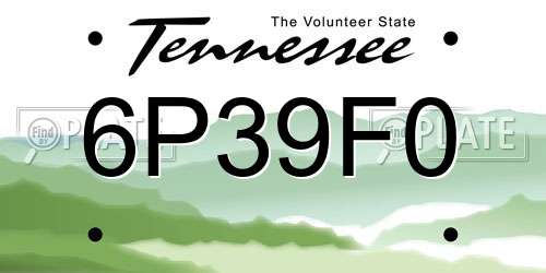 6P39F0 Tennessee License Plate