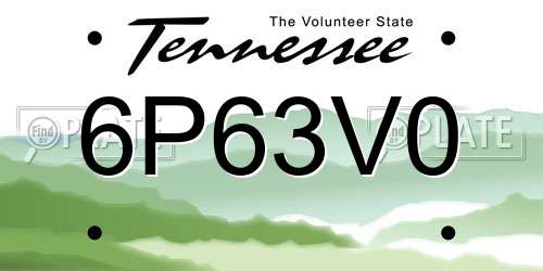 6P63V0 Tennessee License Plate