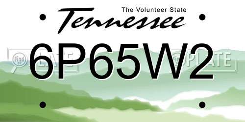 6P65W2 Tennessee License Plate