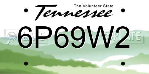 6P69W2 Tennessee License Plate