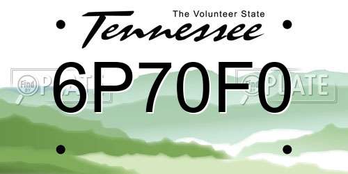 6P70F0 Tennessee License Plate