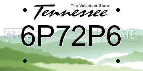 6P72P6 Tennessee License Plate