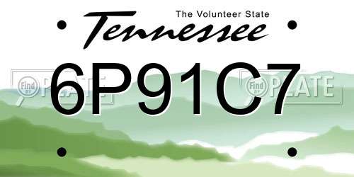 6P91C7 Tennessee License Plate