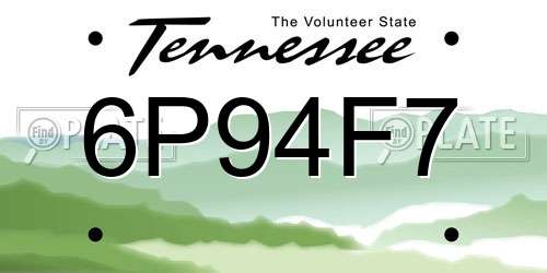 6P94F7 Tennessee License Plate