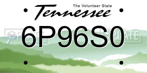 6P96S0 Tennessee License Plate