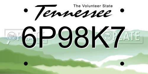 6P98K7 Tennessee License Plate