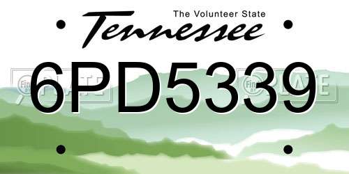 6PD5339 Tennessee License Plate