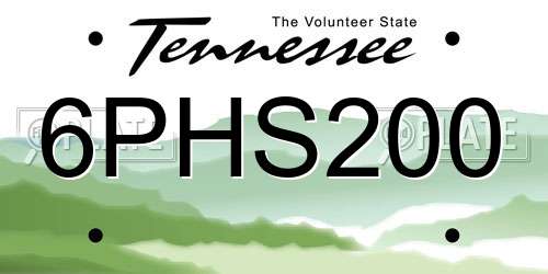 6PHS200 Tennessee License Plate