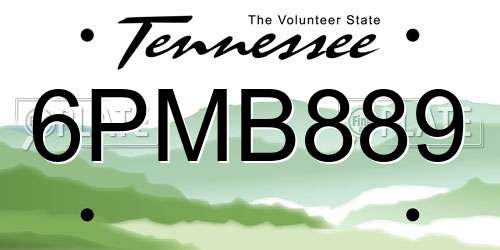 6PMB889 Tennessee License Plate