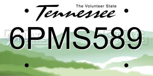 6PMS589 Tennessee License Plate