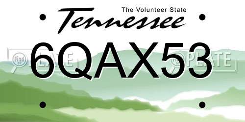 6QAX53 Tennessee License Plate